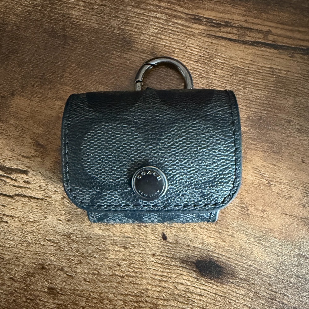 Coach Dark Leather AirPod Holder